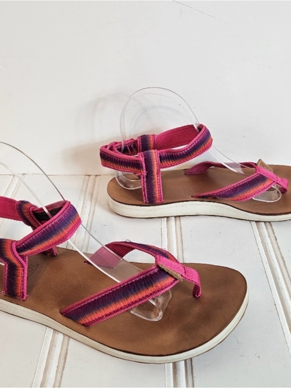 Teva Sandals Sz 7 On The Right Trek Sport Trail Air Cushion Sunset Multi Pink - Picture 5 of 7